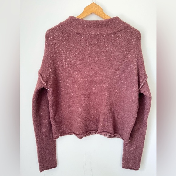 Free People Sweater Women’s XS San Vincente Funnel Neck Sweater Brown Slouchy - Picture 3 of 10